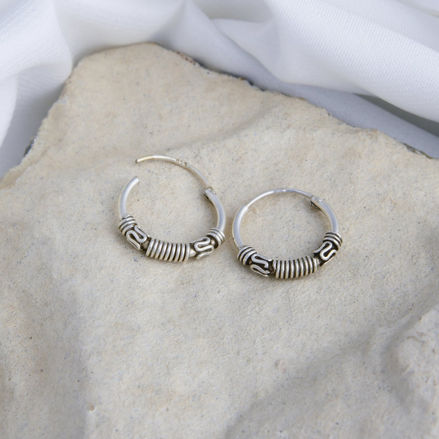 Silver Twisted Mini Hoops