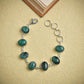 Indian Emerald Oval Links Silver Bracelet