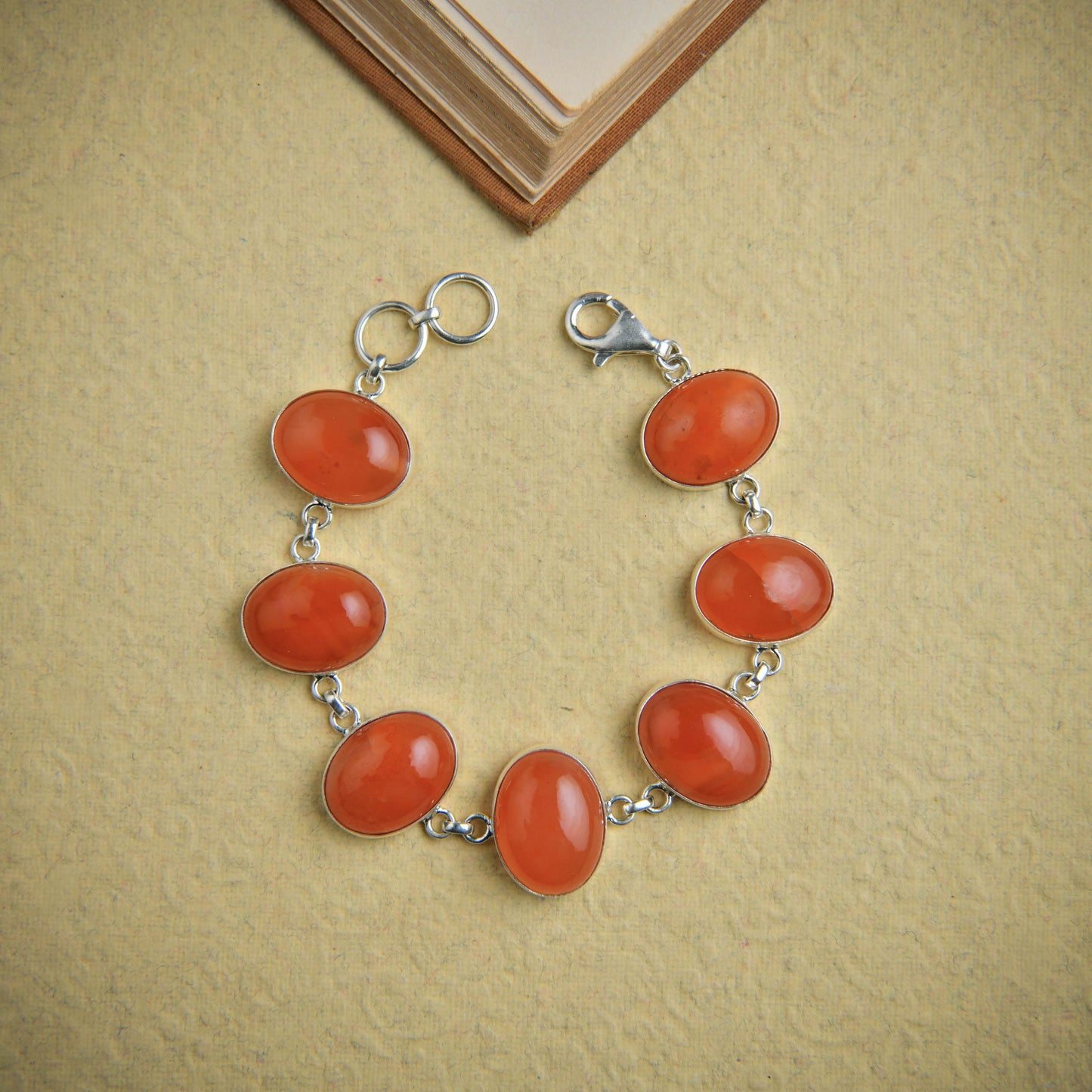 Carnelian Oval Link Bracelet