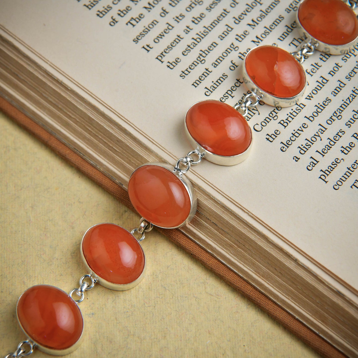 Carnelian Oval Link Bracelet