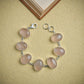 Rose Quartz Oval Link Silver Bracelet