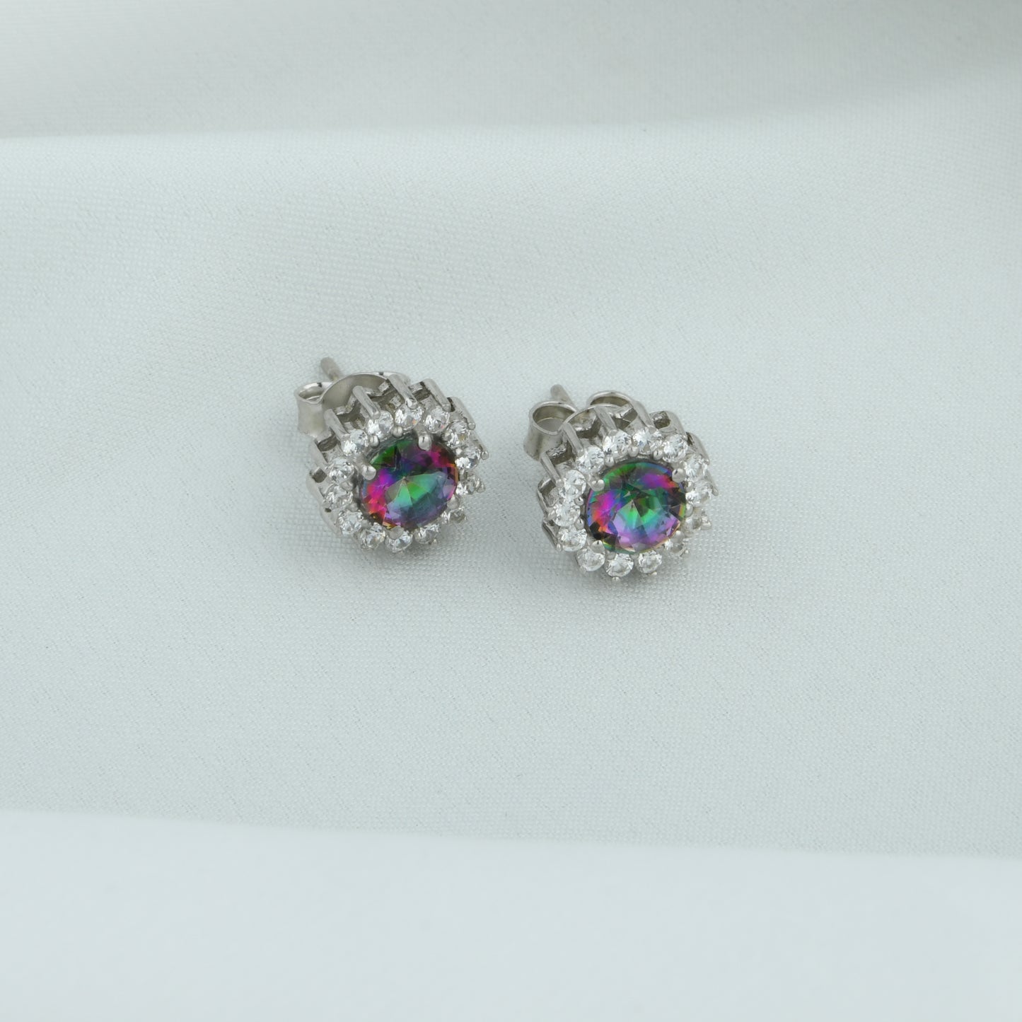 Mystic Topaz Zirconia Silver Studs