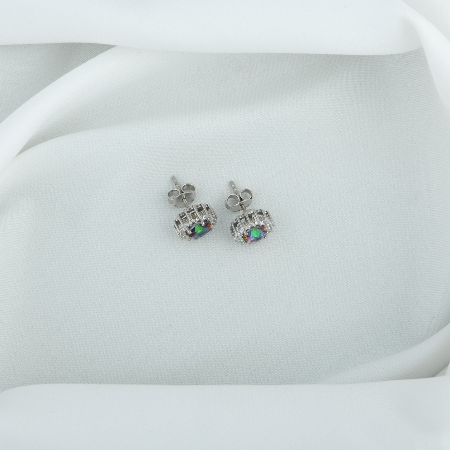 Mystic Topaz Zirconia Silver Studs