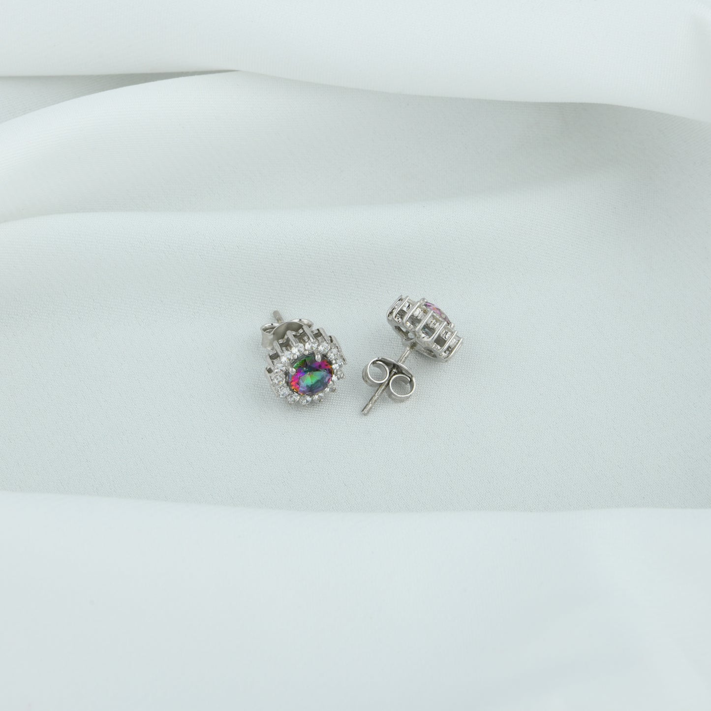 Mystic Topaz Zirconia Silver Studs