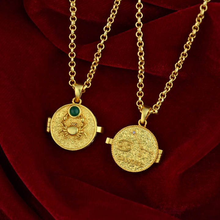 Golden Cancer Nakshtra Photo Locket -Zodiac Jewellery – Totapari