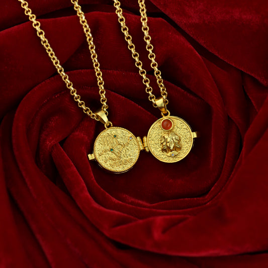 Golden Virgo Nakshtra Photo Locket