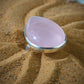 Natural Rose Quartz Tear Drop Silver Ring