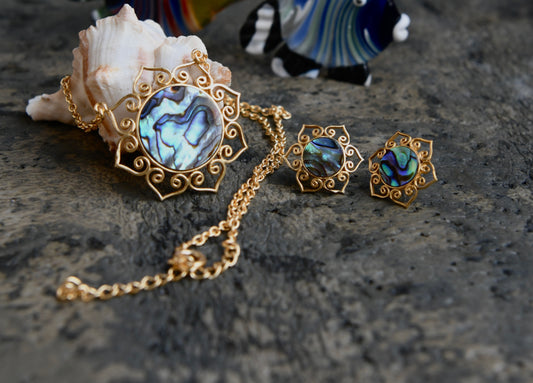 Blue Lagoon Abalone Pendant Set