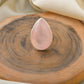 Natural Rose Quartz Drop Silver Ring