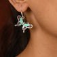 Teal Butterflies Silver Earrings