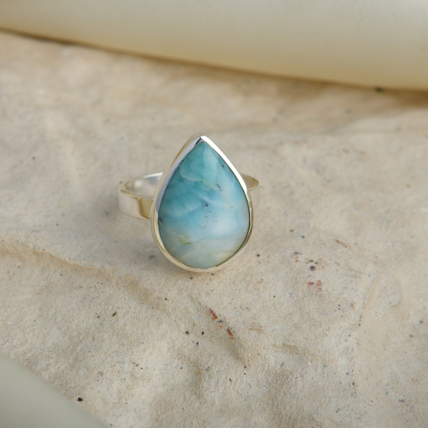 Larimar Drop Silver Ring