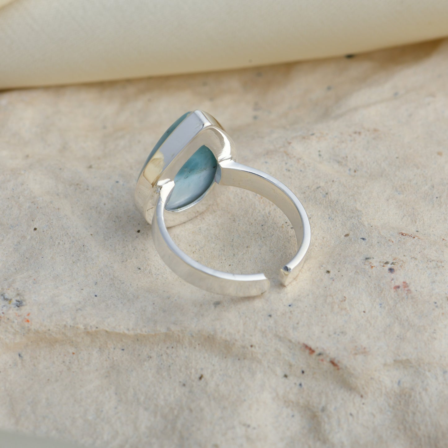 Larimar Drop Silver Ring