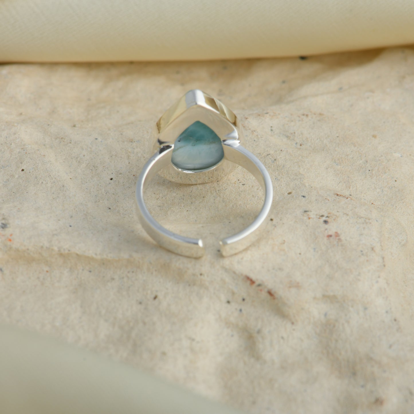 Larimar Drop Silver Ring
