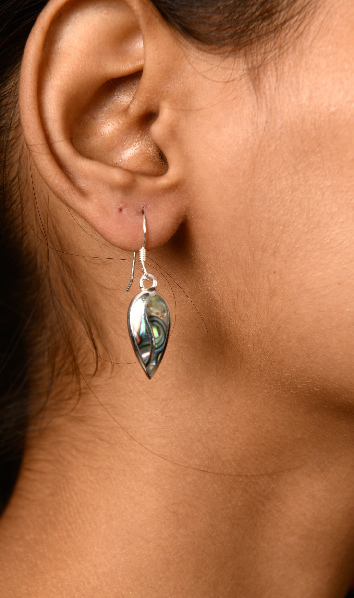 The Silver Abalone Leaf Earrings