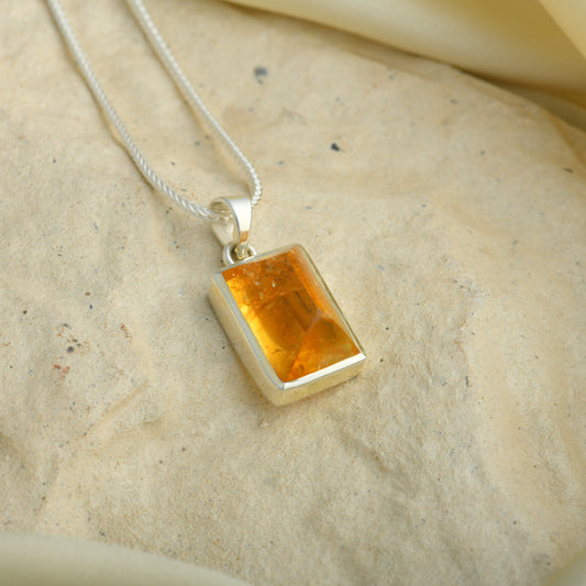 Citrine Pyramid Silver Pendant