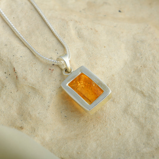 Citrine Pyramid Silver Pendant