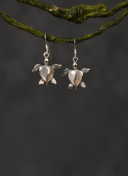 Flying Turtles Silver Earrings