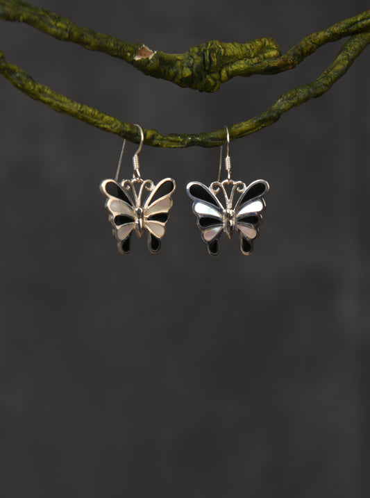 Yin Yang Butterflies Silver Earrings