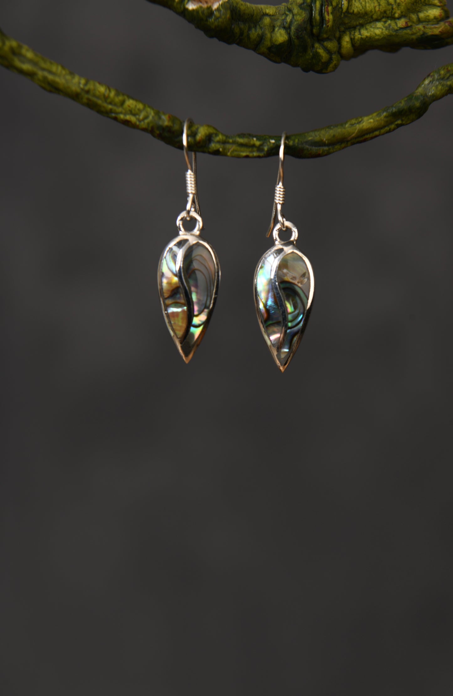 The Silver Abalone Leaf Earrings