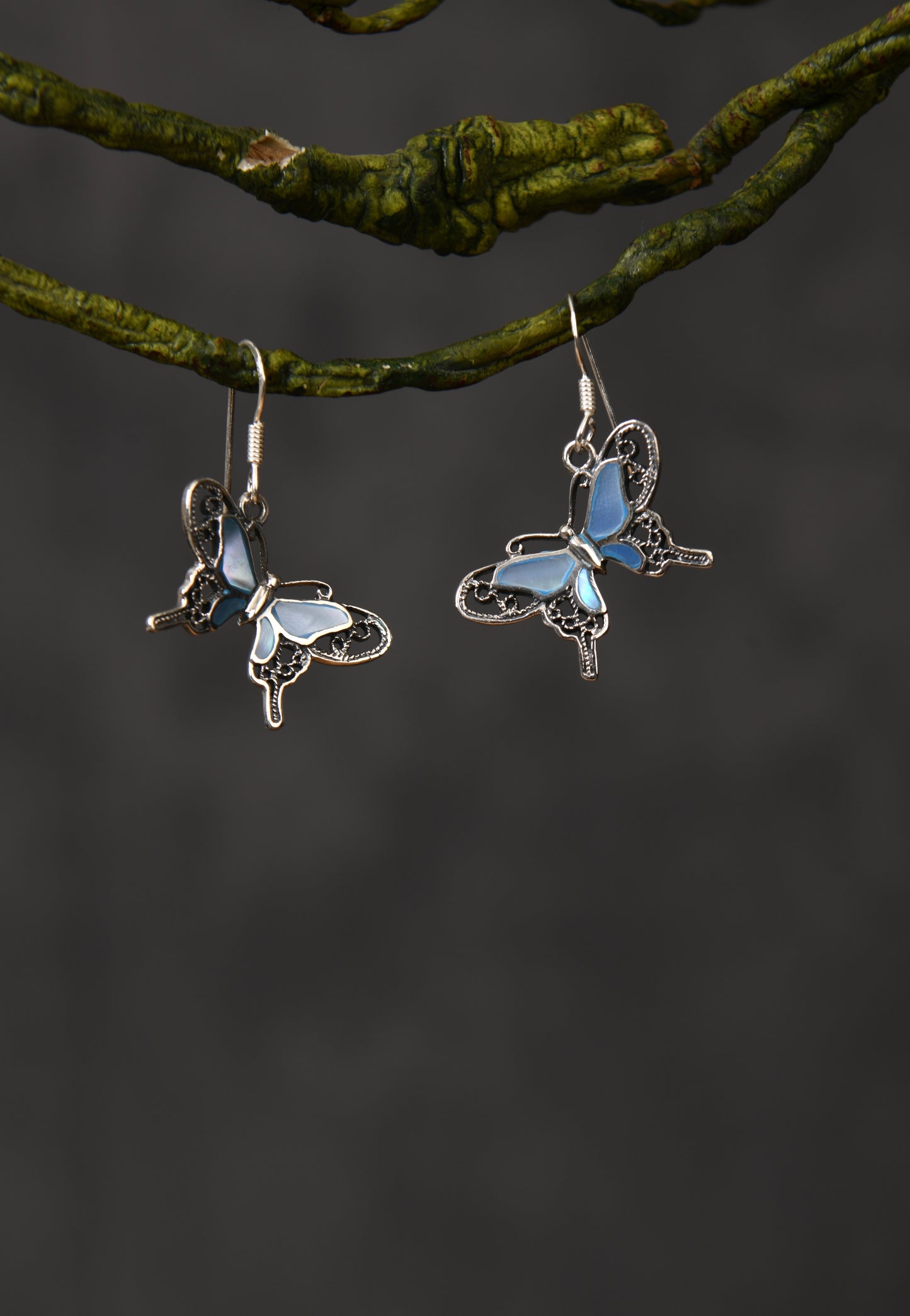 Blue Winged Butterfly Earrings