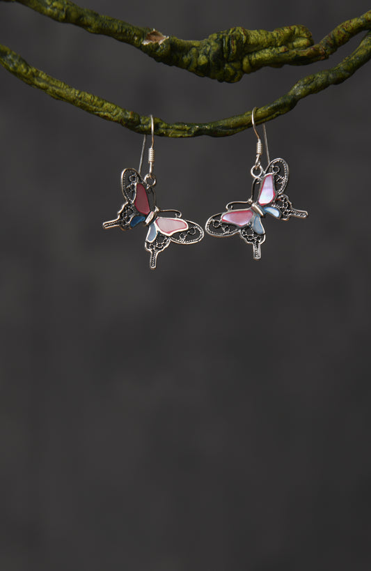 Delicate Pink Butterfly Earrings