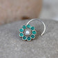 Aura Green Silver Nose Pin