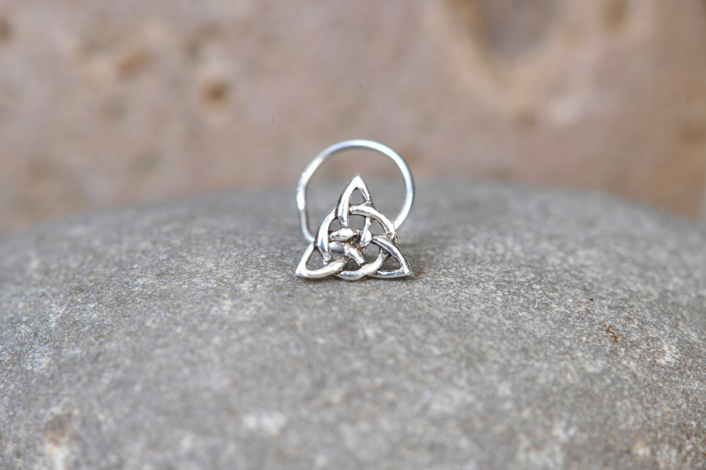 Celtic Triangle Silver Nose Pin