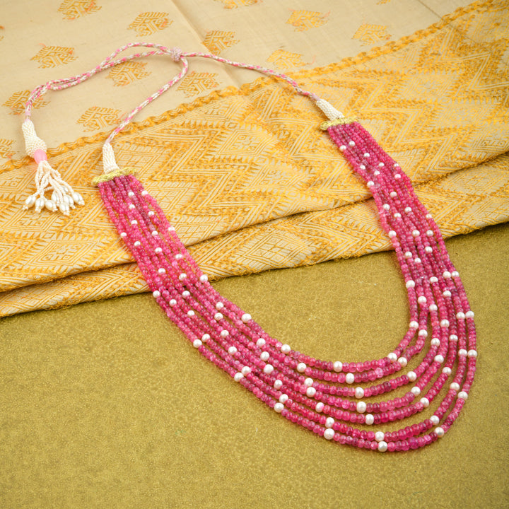 Ruby Red Quartz and Pearls Necklace | Totapari Jewellery