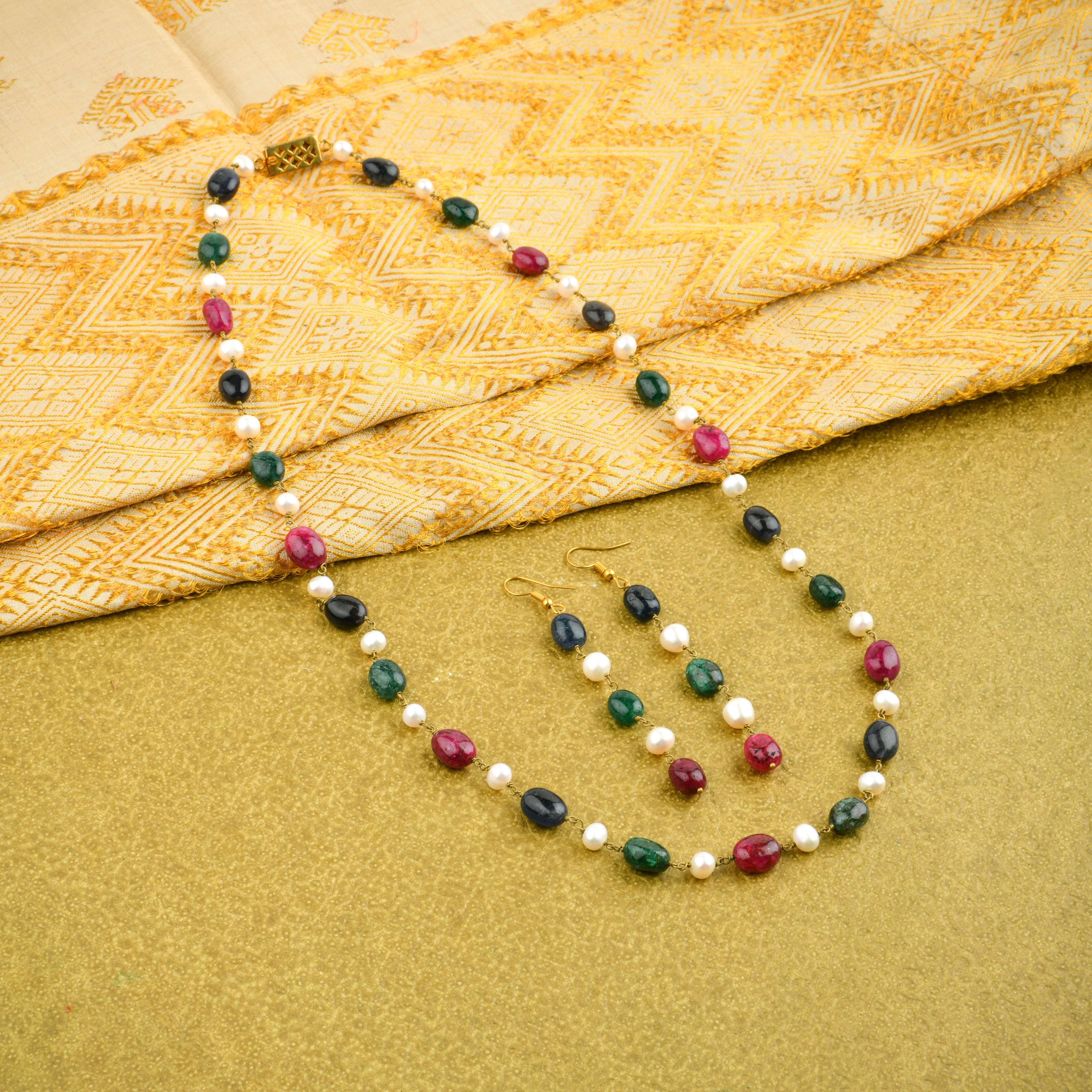Multi Stone And Pearls String Set – Totapari