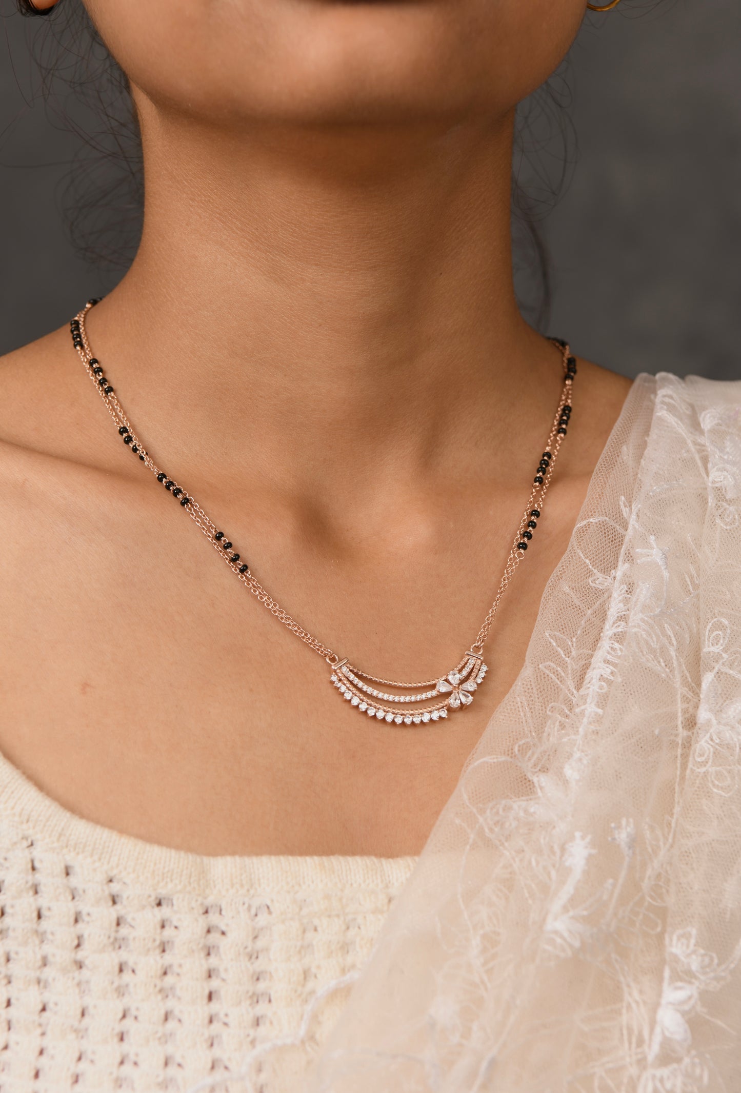 Trendy Rose Gold Floral Mangalsutra