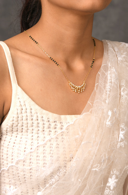 Half Moon Silver Gold Plated Mangalsutra