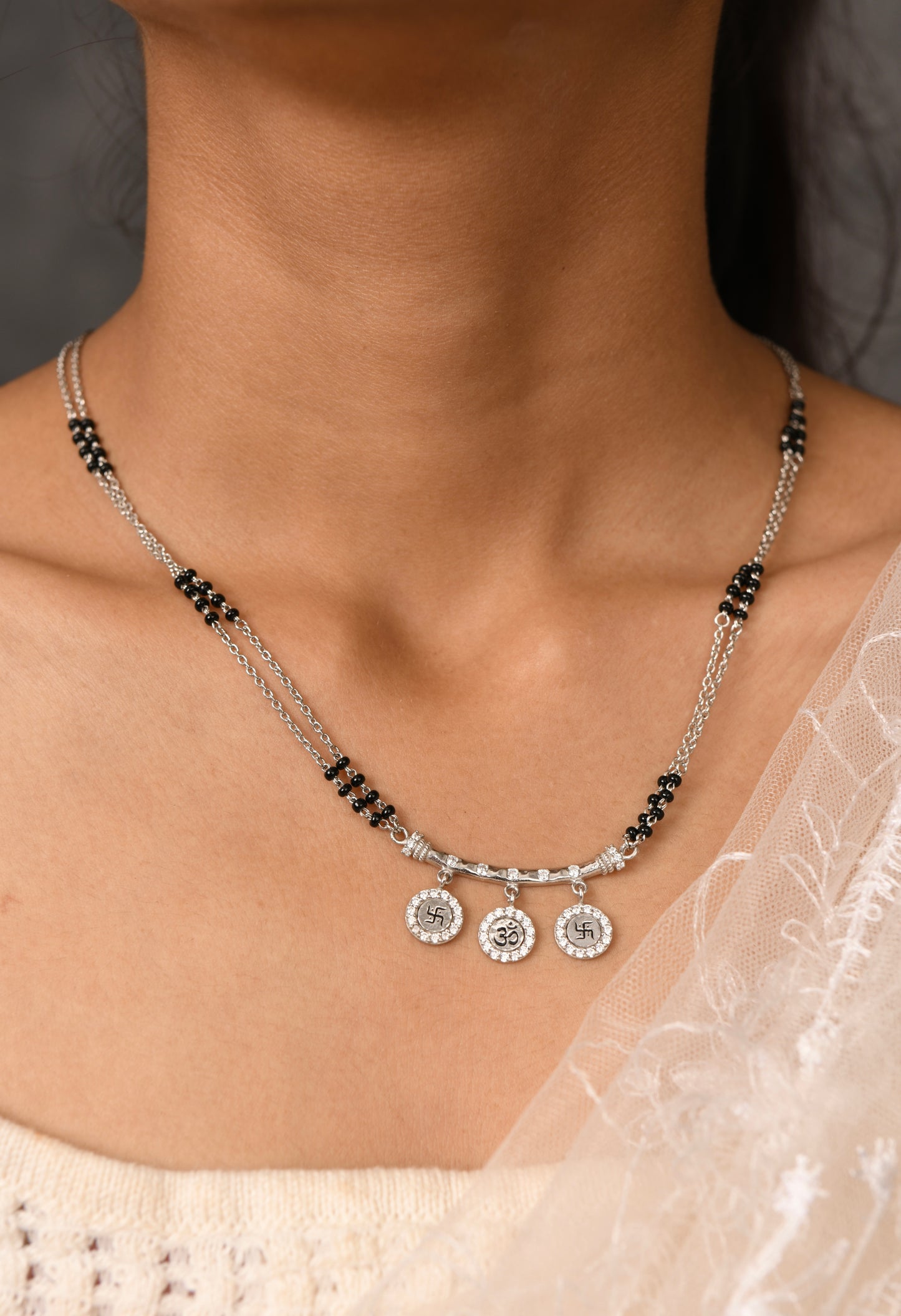 Swastika Silver Mangalsutra