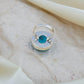 Teal Horizon Round Chrysocolla Silver Ring