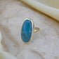 Sea Whisper Natural Aquamarine Stone Silver Ring