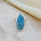 Sea Whisper Natural Aquamarine Stone Silver Ring