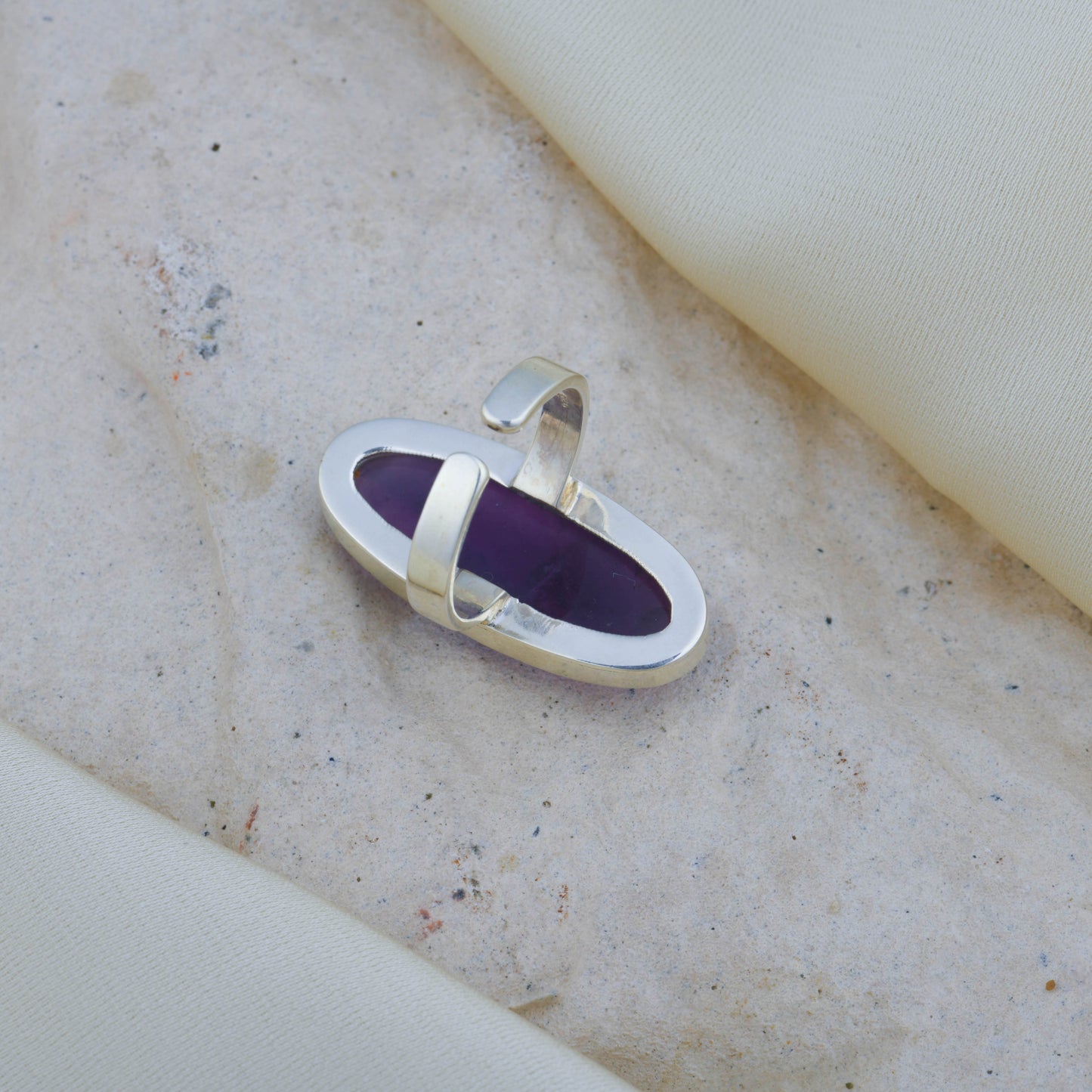 Chakra Grace Natural Amethyst Silver Ring