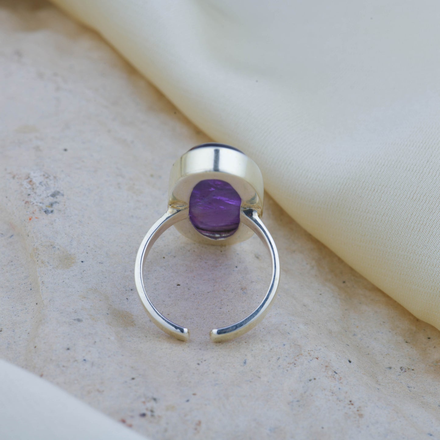 Chakra Grace Natural Amethyst Silver Ring