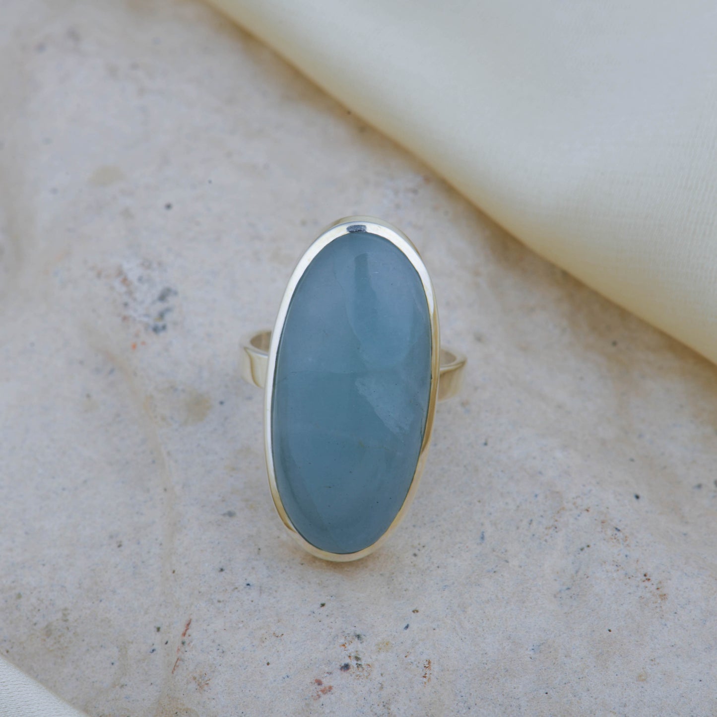 Ocean Mist Natural Aquamarine Oval Silver Pendant