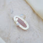 Natural Rose Quartz Oval Silver Ring