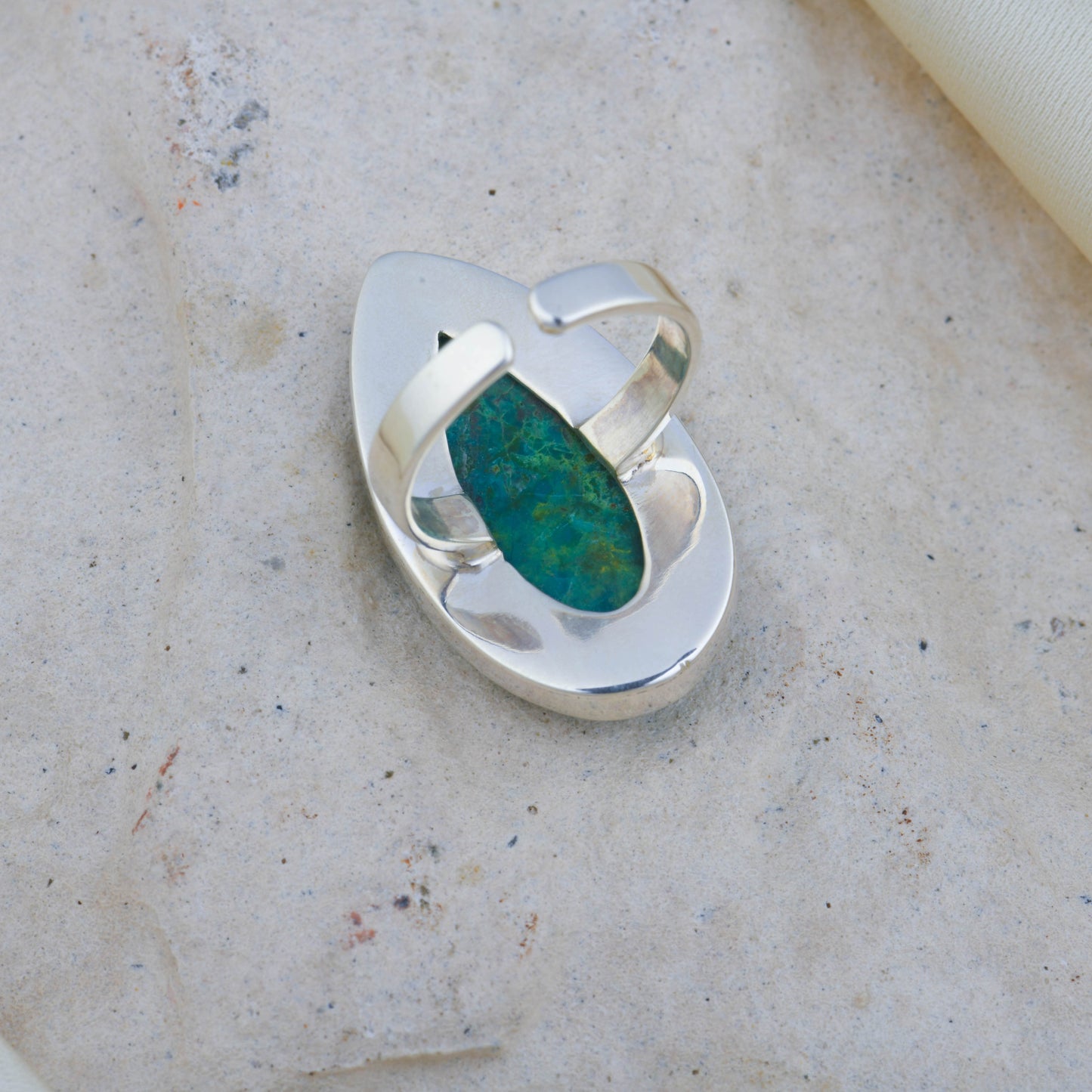 Ocean Drop Chrysocolla Silver Ring