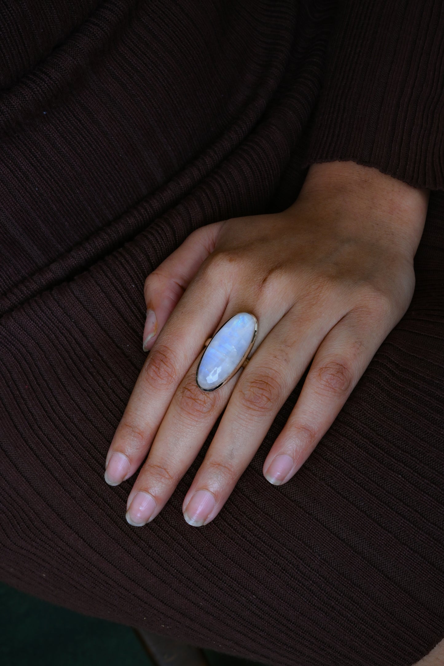 Moonstone Oval Silver Ring