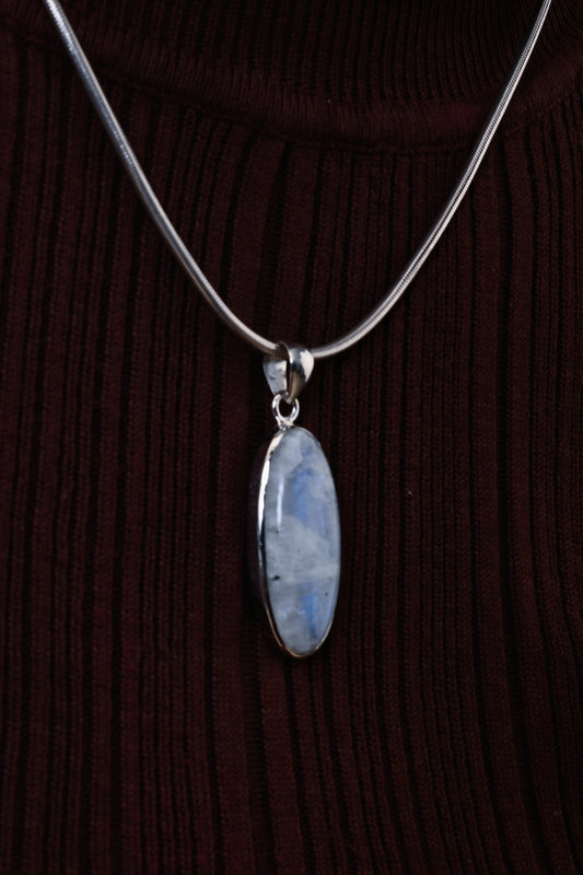 Oval Moonstone Silver Pendant