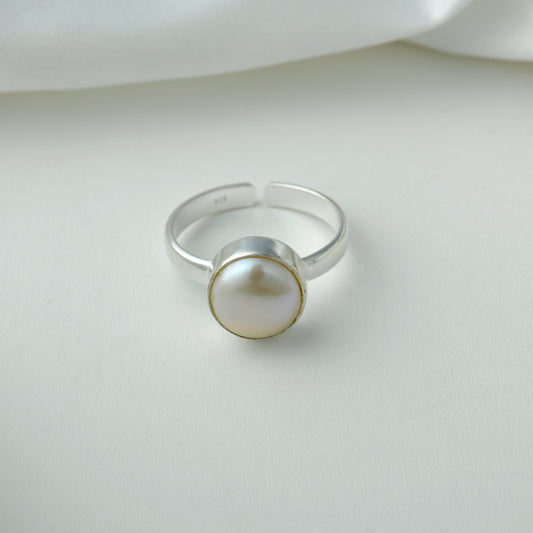 Classic Silver Pearl Ring For Men and Girls