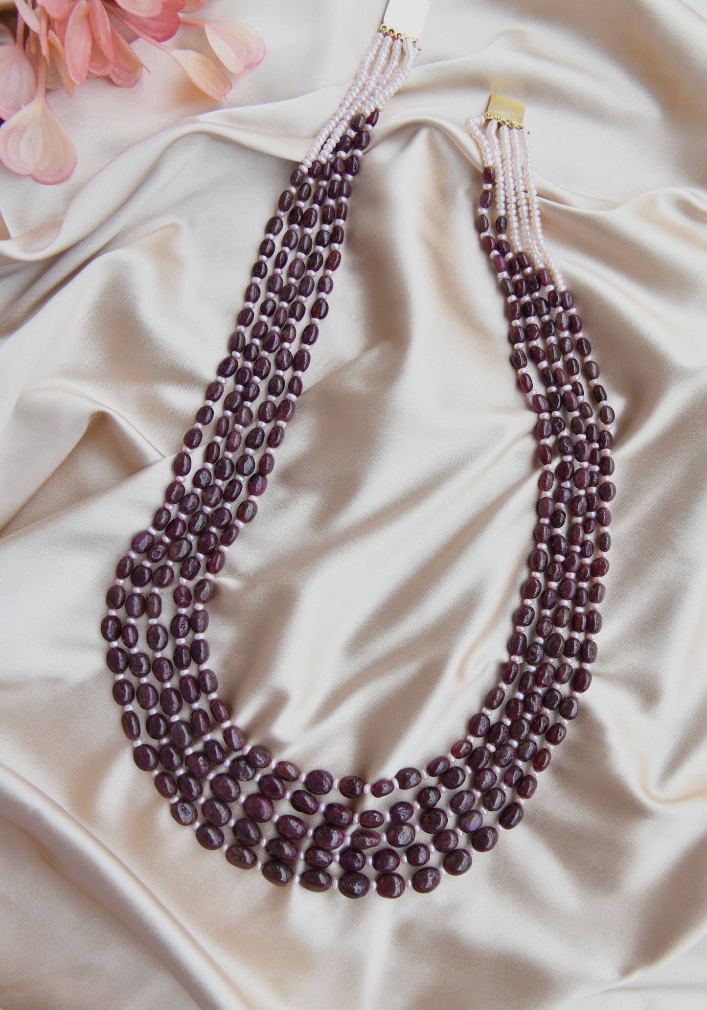 Pearl Rubies Multi Layered Necklace