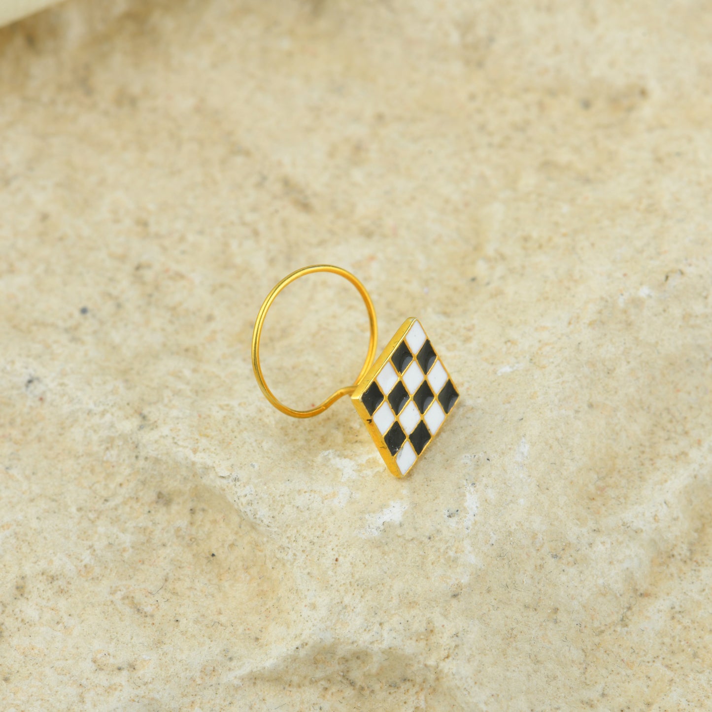 Checkmate Charm Gold Plated Silver Nose Pin