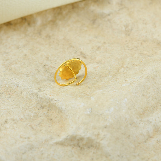 Sunflower Spark Meena Gold Plated Silver Nose Pin