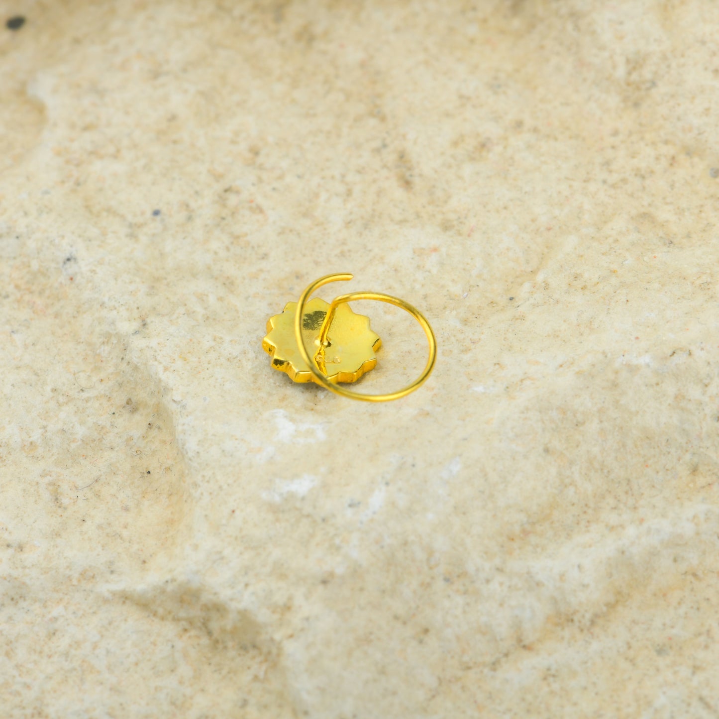 Sunflower Spark Meena Gold Plated Silver Nose Pin