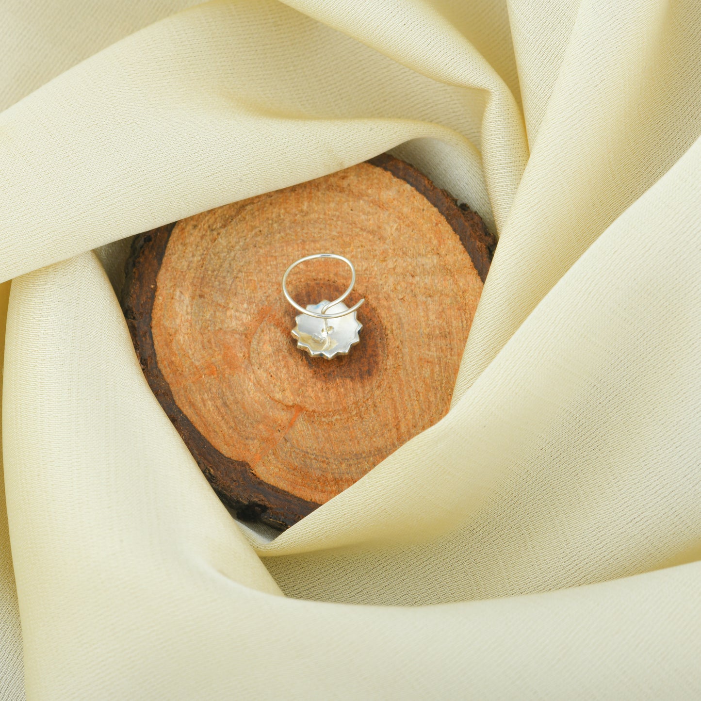 Sunflower Spark Meena Silver Nose Pin