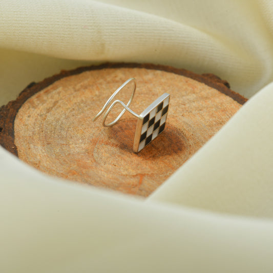 Checkmate Charm Silver Nose Pin