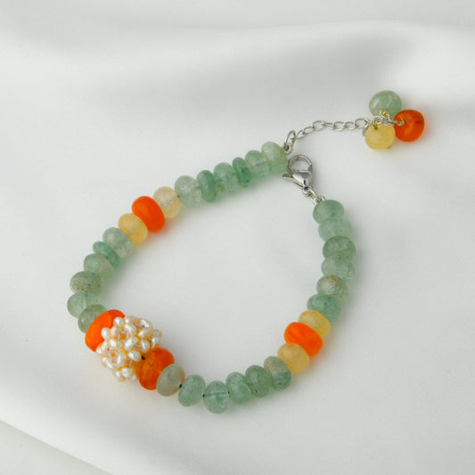 Woven Pearl Carnelian Quartz Handcrafted Bracelet
